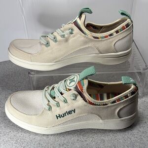 Size 8 Hurley Beige Sneakers with Teal Highlights fc5. New